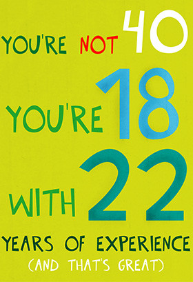 Printable Birthday Card - 18+22 = 40