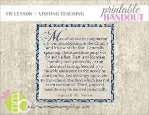 LDS Printable Handout on Fasting
