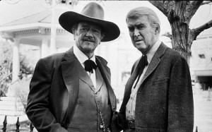 John Wayne and James Stewart in The Shootist - 1976