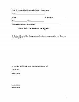 Child Observation Templates Preschool Form I Ii Picture picture