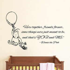 Winnie The Pooh Wall Decals Piglet On Balloon Quotes Friends Forever ...