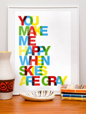 ... art wall decor quote art print letterpress style - You make me happy