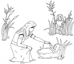 Coloring Page Baby Moses...