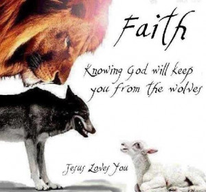 stock FAITH lion, wolf, lamb