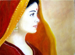 Indian woman painting