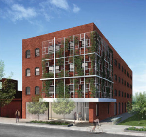 building a vacant four story brick façade industrial building with ...