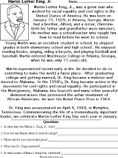martin luther king jr a printable worksheet a printable worksheet on ...