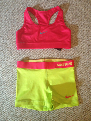 nike hot pants yellow fit cheer cheerleading fitness workout CEA cheer ...