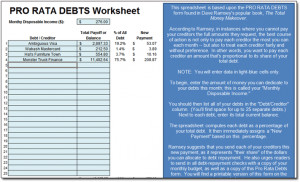 Dave Ramsey's Pro-Rata Debts Spreadsheet