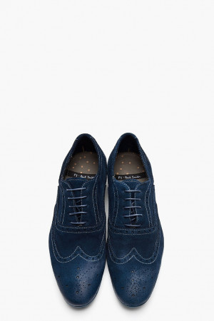 PS PAUL SMITH Navy Dip Dyed Suede Distressed Wingtip Miller Brogues ...