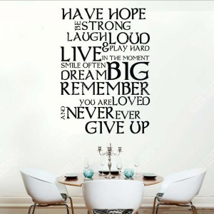 Details about Never Give Up Words Have Hope Dream Mural Quote Wall ...