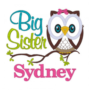 Sayings (2308) Big Sister Owl Applique 5x7
