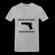 those who live by the sword banner t shirts designed by american ...