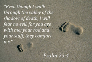 Even though I walk through the valley of the shadow of death, I will ...