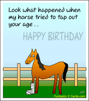 Funtastic funny E cards pic has horses cartoon birthday card with ...