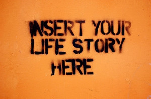 artwork, graffiti, life story, quote, stencil, streetart