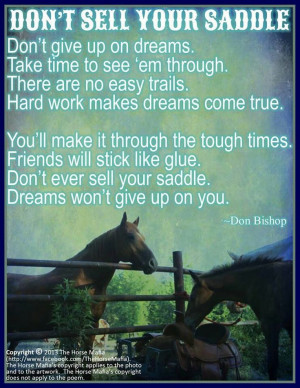 Don't sell your saddle! Love this quote!