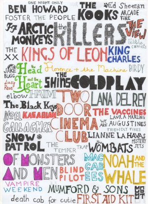 Two Door Cinema Club coldplay mgmt Arctic Monkeys lana del rey ...