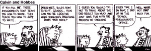 Calvin and Hobbes comic strip about creativity in writing