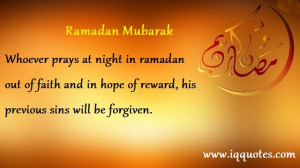 Whoever prays at night in ramadan out of faith and in hope of reward ...