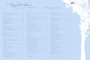 Love birds in tree of life on blue bible quote wedding seating chart ...
