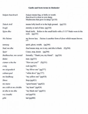 OUTLANDER: Gaelic Terms in the Book