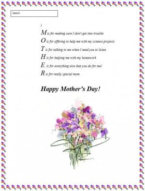 Special Happy Mother’s Day 2015 Poems For Kids First Grade