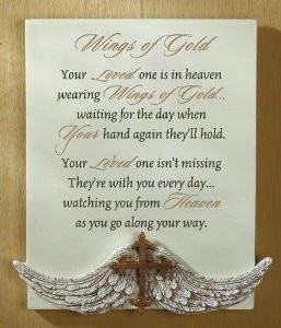 Roman 6 Wings of Gold Memorial Wall Plaque Poem Sympathy by Karen Ray