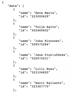 You can get your own Facebook friends data from Facebook API in JSON ...