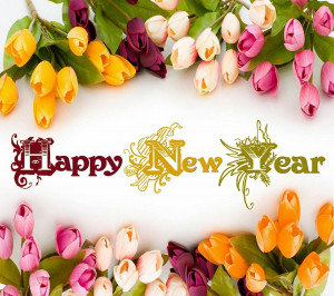 Happy New Year With Flowers