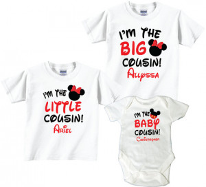 Big Cousin Little Cousin Baby Cousin 3 T-Shirt Sibling Set with Red ...
