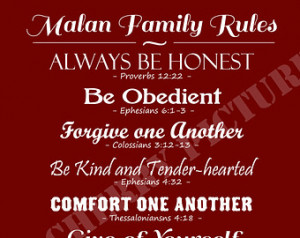 Personalized Family Christian Bible Rules Sign ...