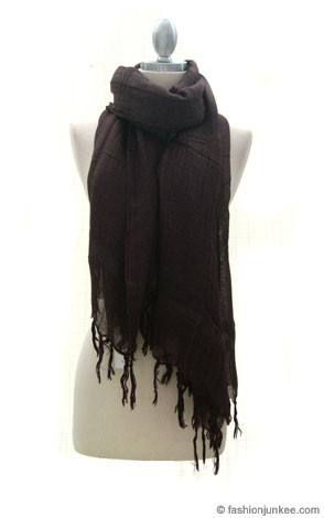 Love Quotes Linen Knotted Fringe Scarf-Brown