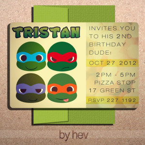 Teenage Mutant NINJA TURTLES Inspired DIY Customized Birthday 4.75 x 7 ...