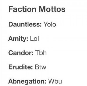Faction mottos: Book Nerd, Nerd 101