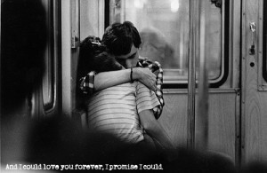 couple, forever, hug, love, promise, quote, together, train