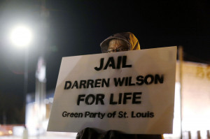 Michael Brown in front of the Ferguson Police Department in Ferguson ...
