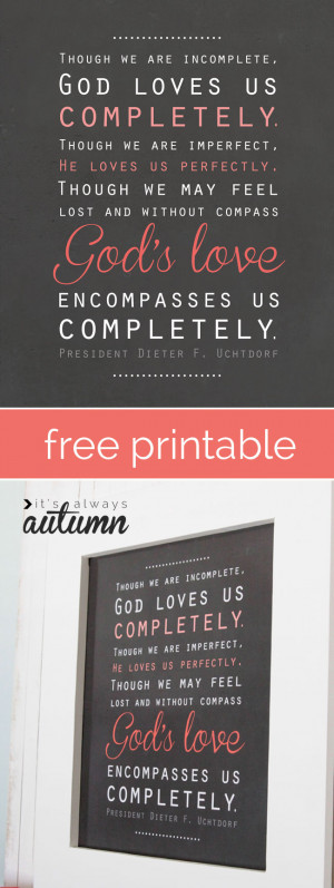 free lds mormon quote printable about God's love