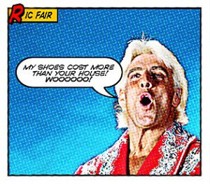 ric flair bragging comic shoes house spelling