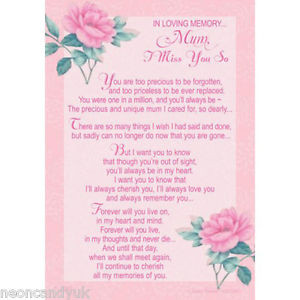Mothers Day Grave Cards - In Memory of Mum / Graveside Memorial / All ...