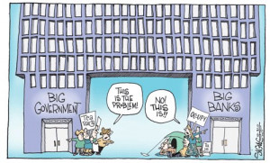 Funny photos funny political cartoon government vs banks