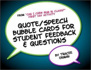 Quote/Speech bubble cards for quick assessment/inquiry, bell ringers ...