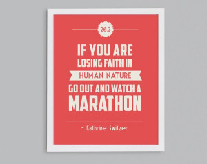 Boston Marathon 26.2 Kathrine Switzer Retro Print - Typographic ...
