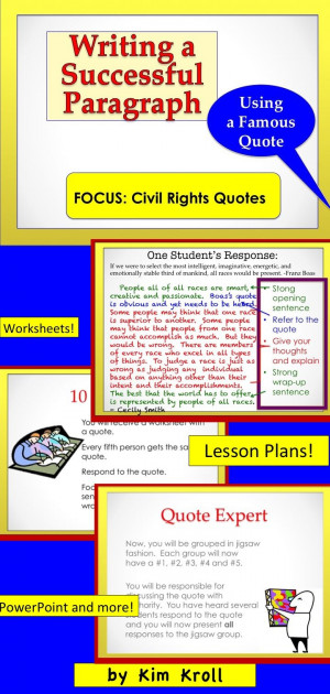 ... Lesson, PPT, Worksheet... Writing a Para Using a Famous Quote