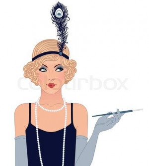 Vector of 'Flapper girls set: young beautiful woman of 1920s Vintage ...