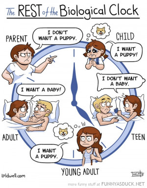 biological clock comic adult kid baby puppy young old funny pics ...