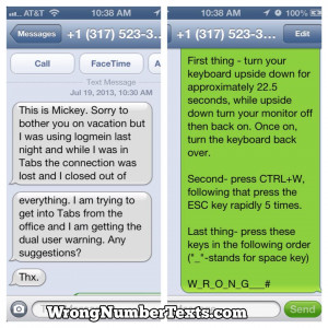 wrong numbertexts - Tech Support