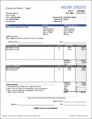 Work Order Template (Advanced)