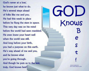 God Knows Best...