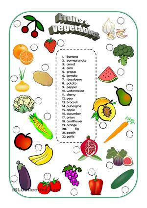 Fruits and Vegetables Printables